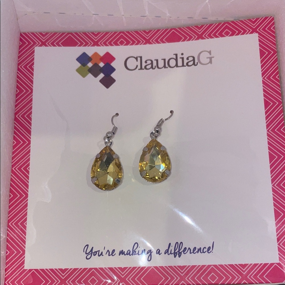 Gold Teardrop Crystal Hook Earrings